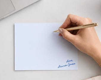 Blue Printable Custom Name Stationery – Cursive Pastel, DIY Editable Template (Instant Digital Download)