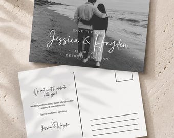 Custom Save the Date Postcard - Add Your Own Photo, DIY Editable Template (Instant Digital Download)