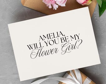 Flower Girl Proposal Card - Classic Elegant Design, DIY Editable Template (Instant Digital Download)