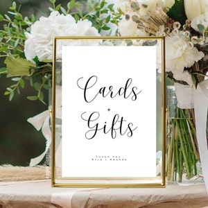 Cards and Gifts Wedding Sign – Editable DIY Template, Minimalist Modern Cursive Table Sign, Instant Download Printable