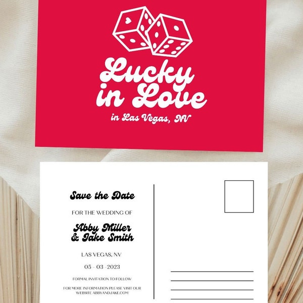 Save the Date Postcard - Personalizable, Las Vegas NV Destination Wedding, DIY Editable Custom Template