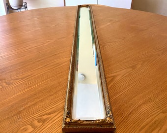 Unique Vintage Thin Long Gilded Mirror