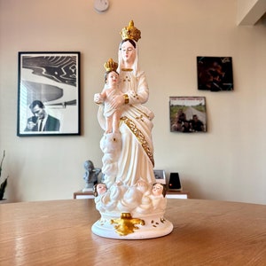 Our Lady of Victory/Virgin Mary Large Chalkware Hand Painted Statue, 16.5&quot; Tall