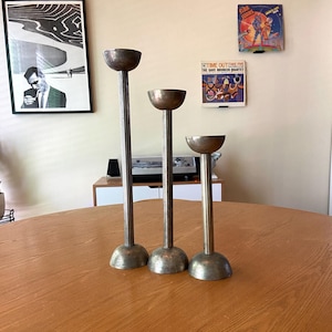 Vintage Metal Candlestick Trio, Paul Stilling Style (Unmarked)