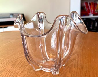 Vintage Clear Glass Footed Bowl/Dish Rose Vase