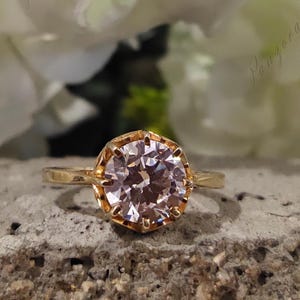 Solitaire Round Brilliant Cut Moissanite Ring 2.0 CTW Diamond Engagement Ring 18K Solid Gold Antique Wedding Ring Women&#39;s Gold Fine Jewelry
