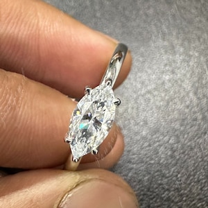 イーストウェスト モアッサナイト ウェディング リング イーストウェスト マーキス カット リング 1.30 CT モアッサナイト マーキス カット ソリティア リング モアッサナイト エンゲージリング VVS1