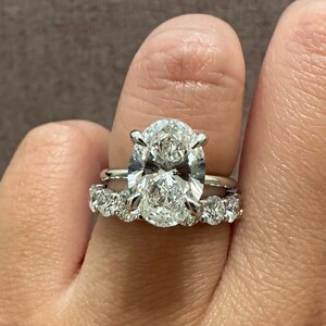 Oval Cut Lab Grown Diamond Engagement Ring With Matching Band 9*6mm Oval Diamond Wedding Bridal Ring Set Anniversary Gifts For Women's E/VVS