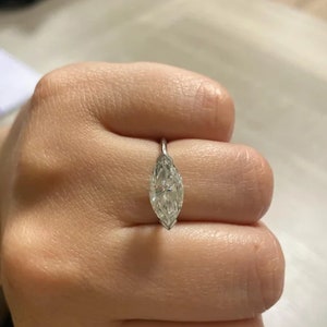 East West Marquise Cut Ring Half Bezel Set Solitaire Engagement Ring 1.50 CTW Marquise Cut Moissanite Ring 18k Gold Wedding Proposal Ring
