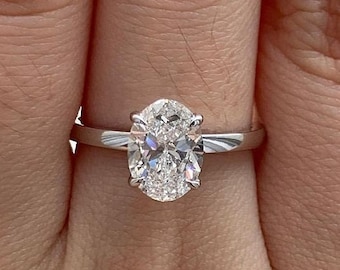 オーバルカット ラボダイヤモンド リング 18K WG 愛の絆 オーバル 