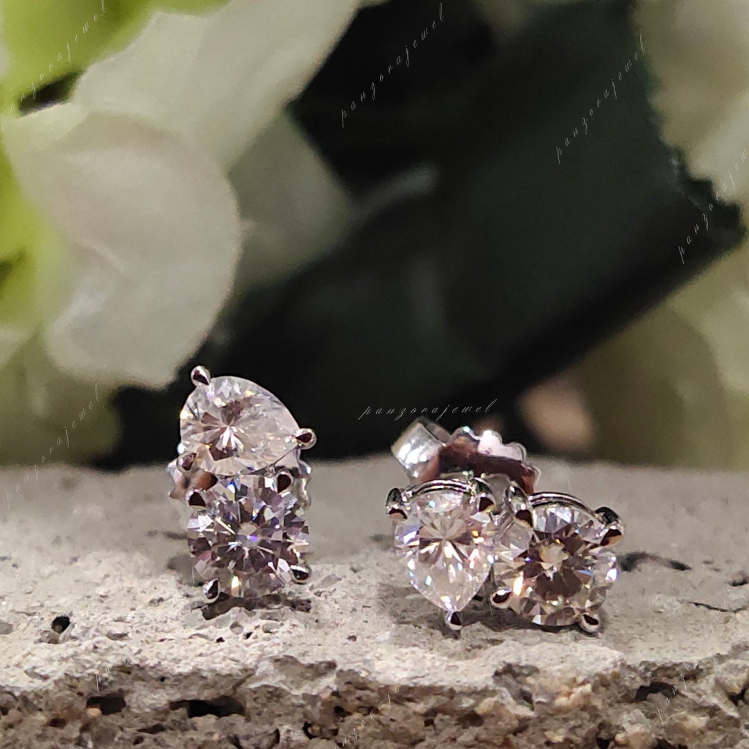 Spedizione In Giornata! Orecchini A Bottone In Moissanite Taglio Principessa Da 5 Mm Certificati - Italia - Foto 8