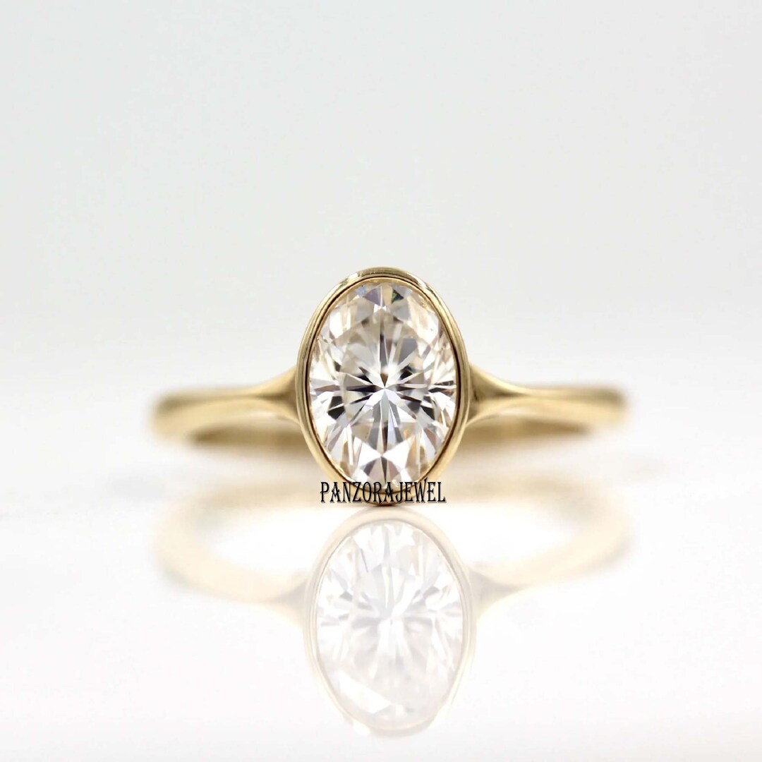 Bezel Set Solitaire Ring Bezel Engagement Ring Bezel Set Etsy