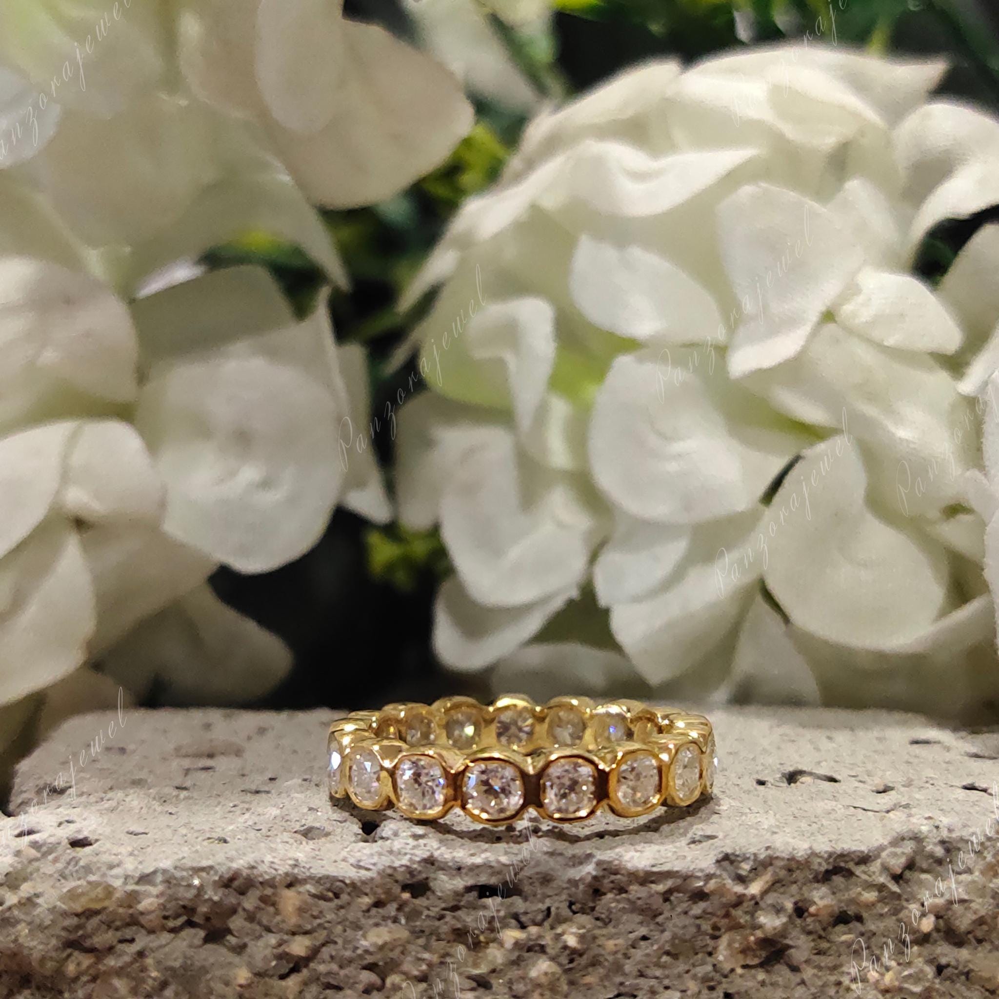 4.0 Carat Cushion Cut Moissanite Wedding Band Bezel Set Full Eternity ...