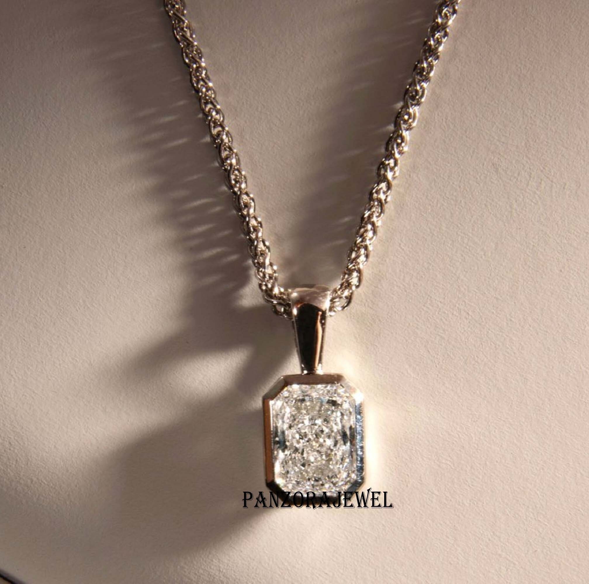 Radiant cut diamond pendant deals