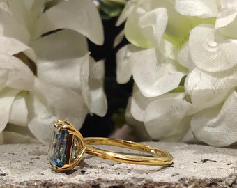 Toi Et Moi Blue CZ Ring | Emerald & Pear Two Stone Ring | 2.50 CTW