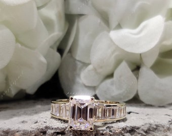 チャンネルセット バゲット ダイヤモンド リング 2ct エメラルド