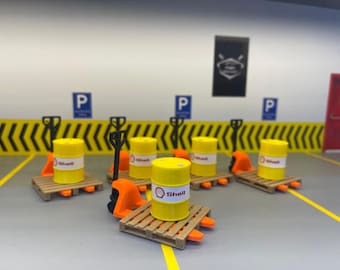 Dioramaset schaal 1:24 Shell Oil Barrel & Pallet Jack