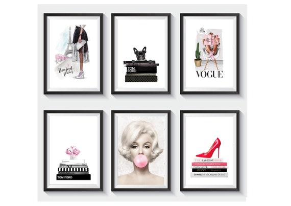Set of 6 Fashion Prints fabulous Wall Art Coco Quote - Etsy UK