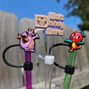 Figment, Orange Bird and WDW Straw Toppers - 2 sizes - Standard & Large (Stanley)**New Artist Figment**