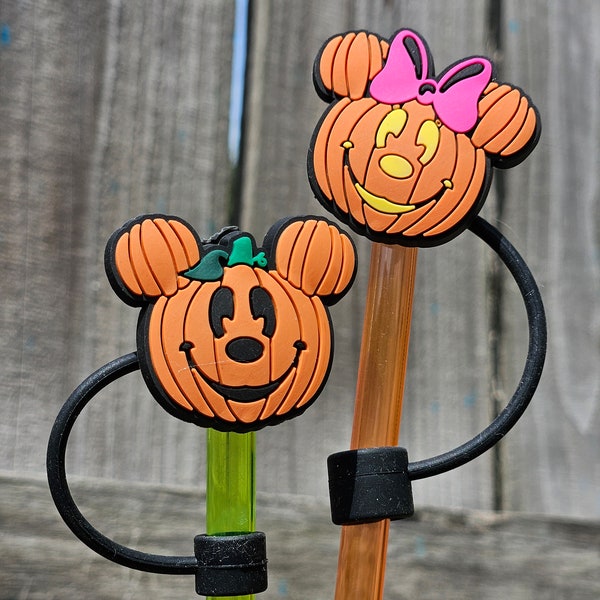 Mickey and Minnie-o-lantern  - Straw Topper 8mm standard size straw and 10mm large size (Stanley)