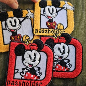Adesivo magnético Mickey e Minnie (vendido separadamente). Para portadores de passe anual e sem palavras.