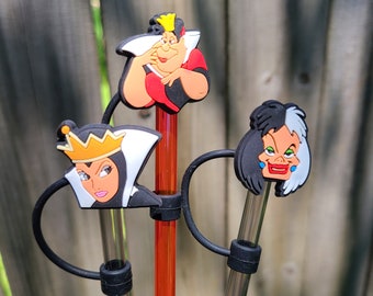 Disney Villian Straw toppers - Cruella, Queen of Hearts, Evil Queen, Ursula