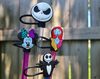 Character Straw Toppers: Jack, Sally, Minnie, Zero - Standard & Large Size Straws 8mm/10mm