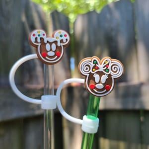 Christmas Straw toppers - Mickey & Minnie Gingerbread Cookies