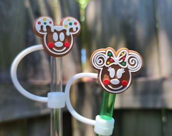Christmas Straw toppers - Mickey & Minnie Gingerbread Cookies