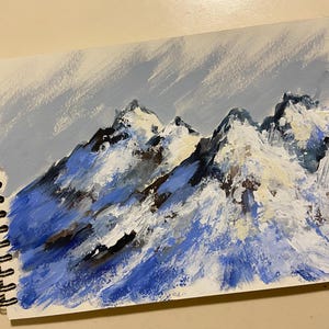 Mountain Landscape Original Wall Art Mountains Miniature Acrylic Painting Home Wall Decor