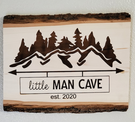 Little Man Cave Wooden Sign, Woodland Nursery Decor, Personalized