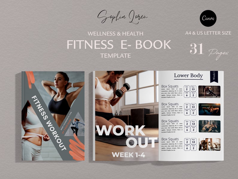 Fitness Ebook Template Ebook Template Canva Fitness Fitness Etsy