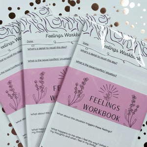 Feelings Workbook for Mindfulness, Self Care Notepad, For Journaling, Therapy Tool, Anxiety Resource, Mental Health Gift