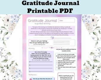 Journal de gratitude, santé mentale, soins personnels (PDF)