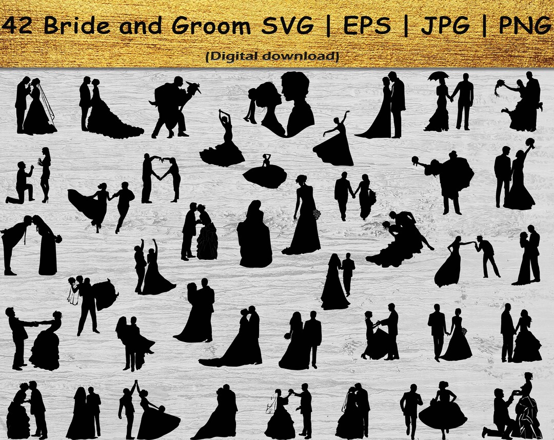 Bride and Groom Wedding SVG Clipart People Svg Couple Svg - Etsy Australia