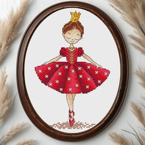Cross Stitch Art Pattern Ballerina Princess, Cute Dancer Kid, Embroidery Digital Design, Printable PDF Chart, Instant Download, Counted, DIY
