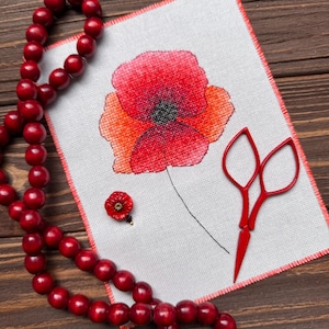 California Poppy Cross Stitch Art Pattern, Counted Embroidery Flower Digital Design, Printable PDF Chart, DIY, point de croix, punto de cruz