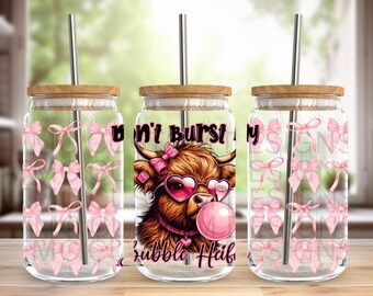 16oz Libby can wrap, highland cow, cute, funny, Sublimation design templates, 16oz png Digital download. Clip art download, 16oz wrap,uvdtf