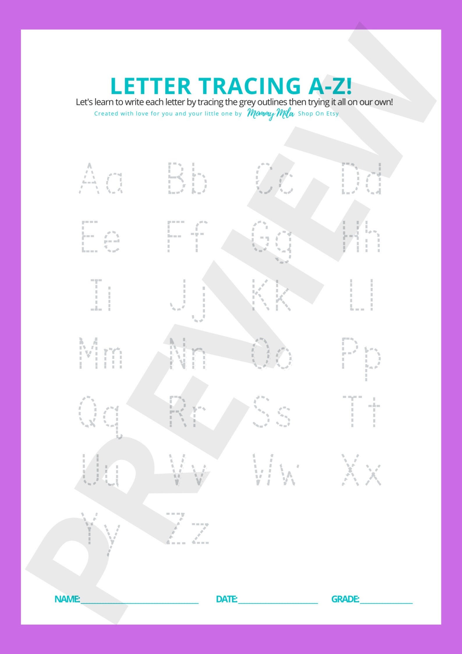 Uppercase and Lowercase Letter Tracing Worksheet | Etsy