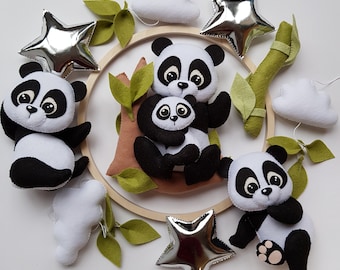 baby mobile carousel in bed panda mobile with panda mobile with a bear  baby room decor toys for newborn baby gift