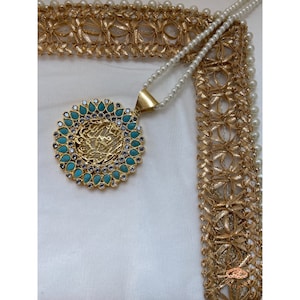 Islamic Kalima Kundan Necklace in Turquoise Pakistani Mala Allah necklace allah necklace
