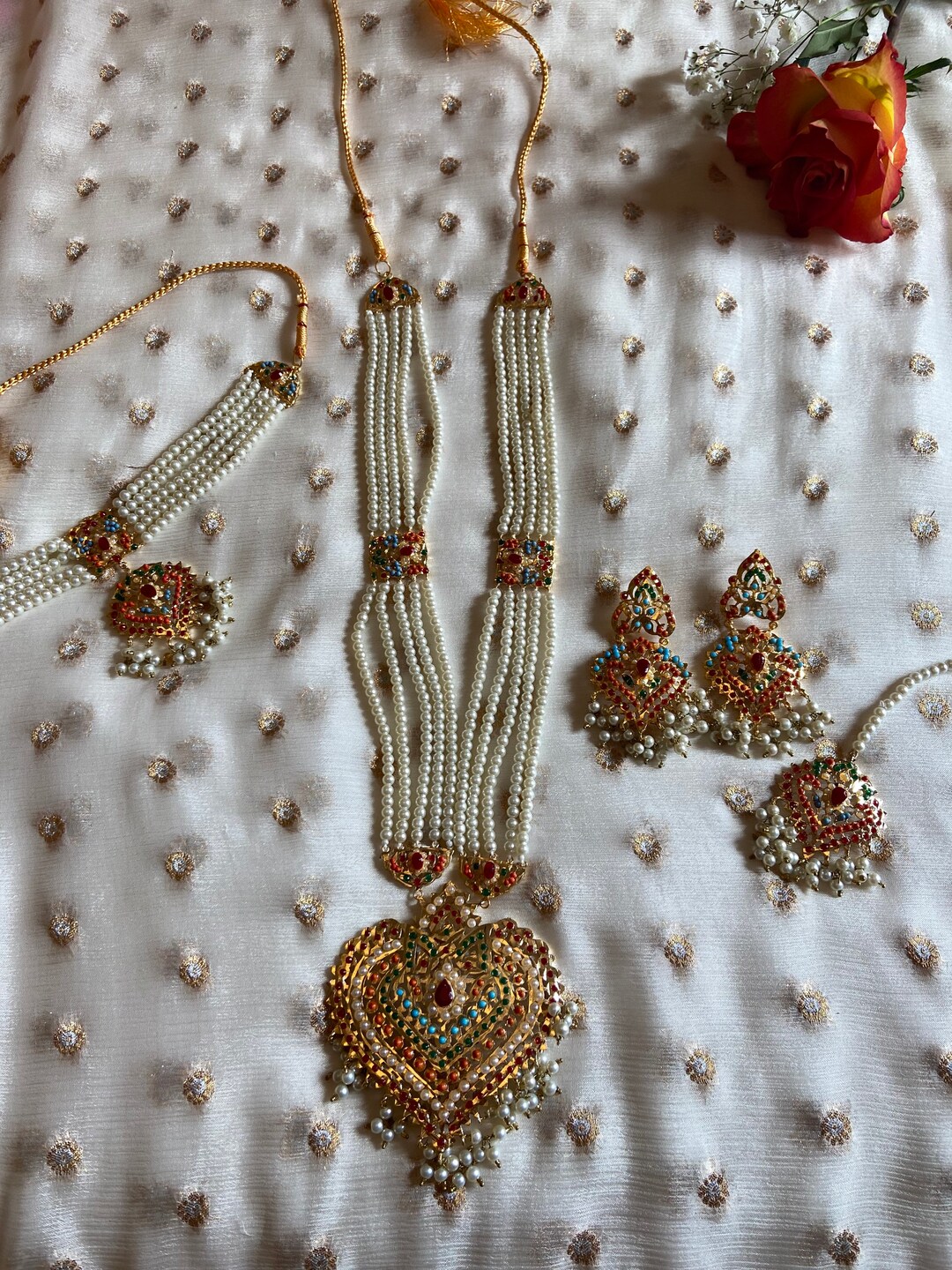90's Hyderabadi Gold Multi Rani Haar Set With Tikka Gold - Etsy