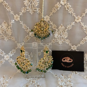 Hyderabadi bottle green earrings with tikka