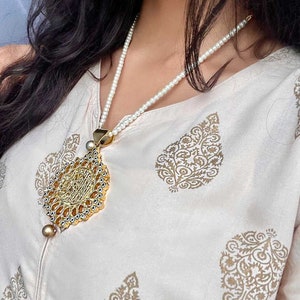 Islamic necklace Kalima Kundan Necklace in Golden Shahadat pendant Kalima mala