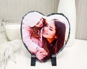 Mothers Day Photo Slate Gift, Heart Photo Gift for Mum or Nan