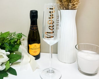 Personalised Champagne Flute, Luxury Bride Flute, Hen Party, Bridesmaid Gifts, Bridesmaid Proposal, Prosecco Glass.