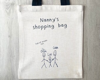 Nanny's Shopping Bag Personalised, Gift of Nan, Personalised Tote, Mothers Day Gif, Gift from Grandchildren