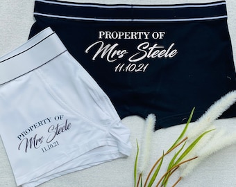 Personalised Groom Boxers, Personalised Wedding Boxers, Wedding Gift for Groom, Property of Mrs