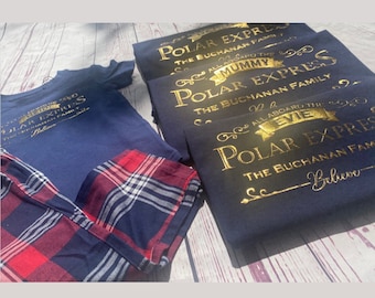 Polar Express Passende Familie Weihnachten Pyjamas, XXL Pyjamas, Weihnachtsabend Box, Passende PJs, Wir glauben