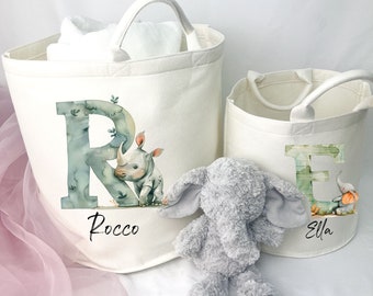 Personalised toy basket, Safari nursery storage basket, Gifts for baby, nursery storage, baby toy baset